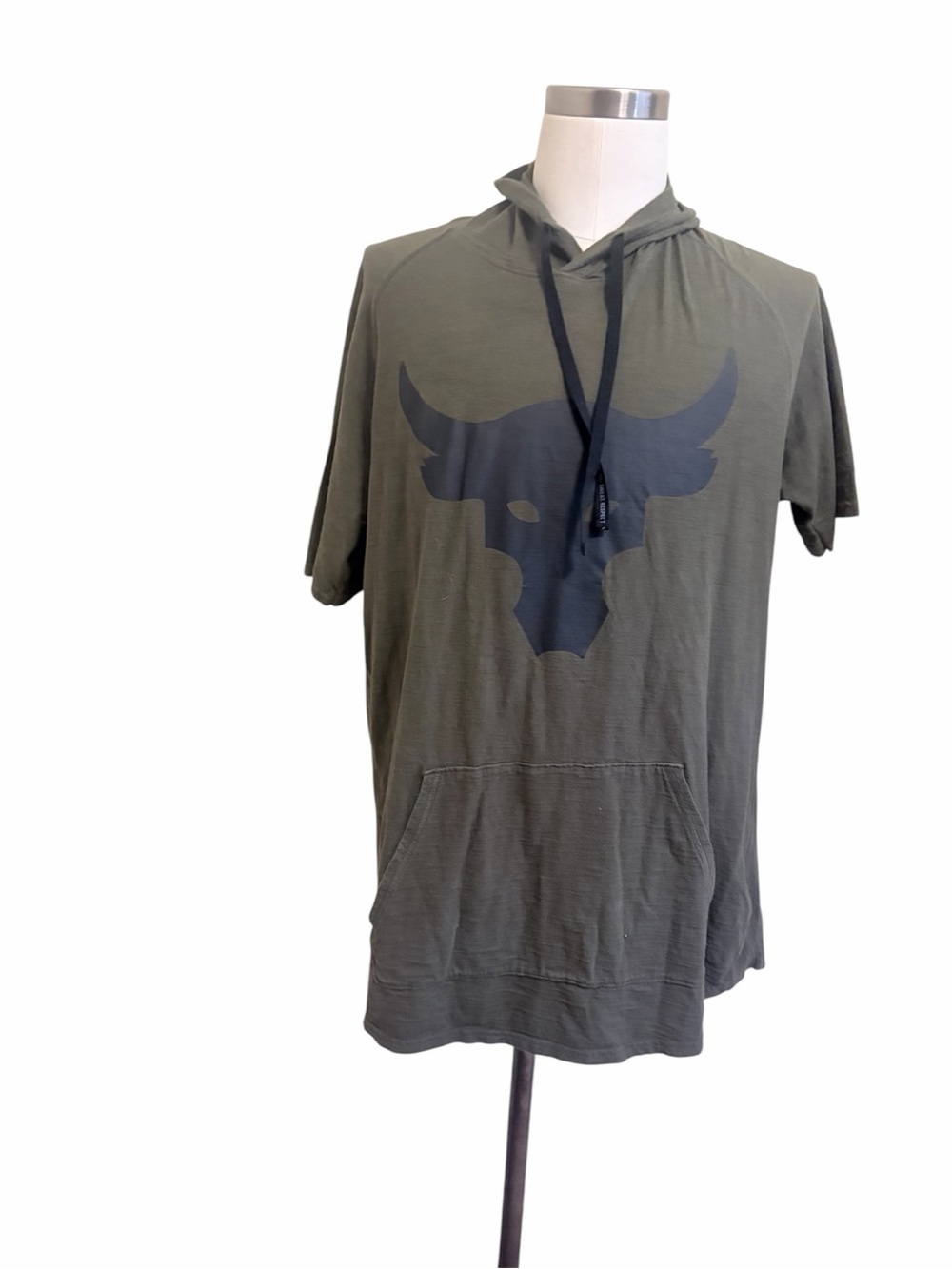 Under armour XL project rock Olive Hooded Short-Sleeve Tee